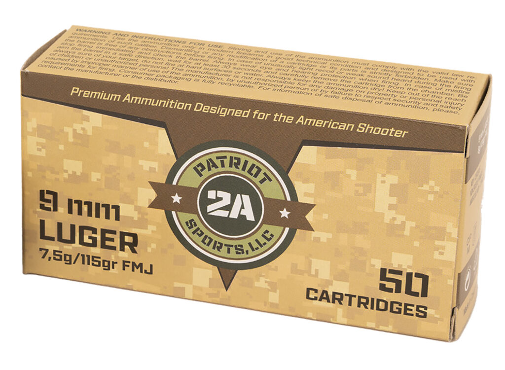 PATRIOT SPORTS LLC P9MM115FThe Patriot Defense Ammunition 9mm Luger ammunition with a 115 Grain Full Metal Jacket Projectile & Brass Case.
