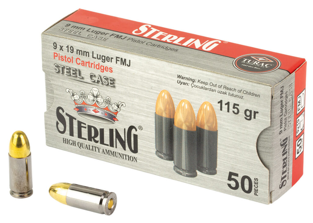 Sterling 8698779957674 9mm Luger 115gr Full Metal Jacket 50 Per Box/20 Case